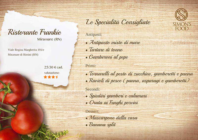 Ristorante Frankie - menù