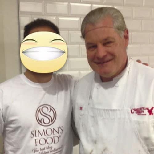 Simon con Mauro Belgiovine suocero di Buddy Valastro (il Boss delle Torte) in visita alla pasticceria Carlo's Bakery