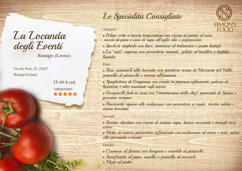 La Locanda degli eventi - menu