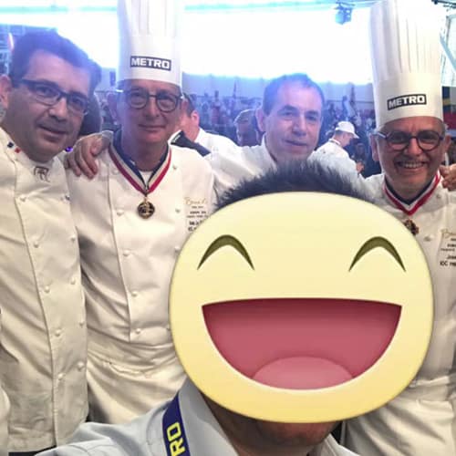 Gli chef dell'alta cucina francese di Paul Bocuse, da sinistra Pierre Franck Salamon, Philippe Labbe, Joseph Viola