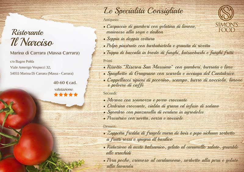 Ristorante Il Narciso -menu-sito