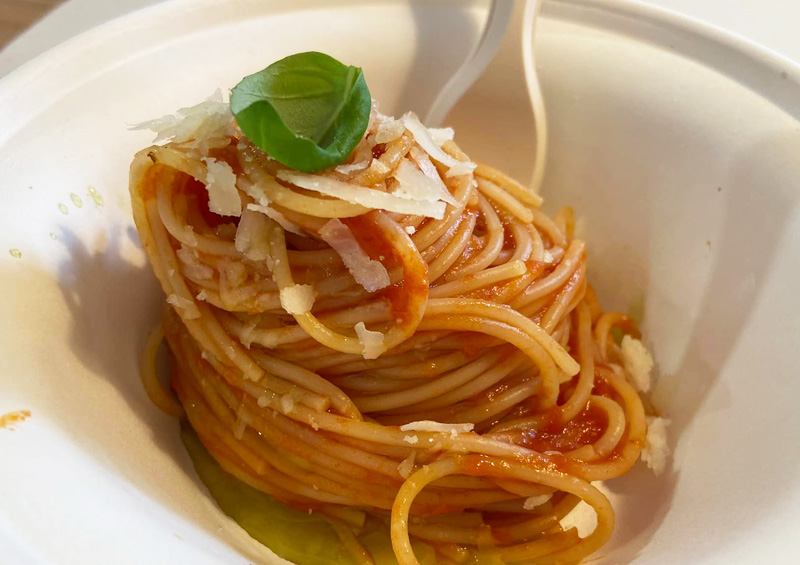 Lo Spaghetto al pomodoro assaggiato nello stand Felicetti